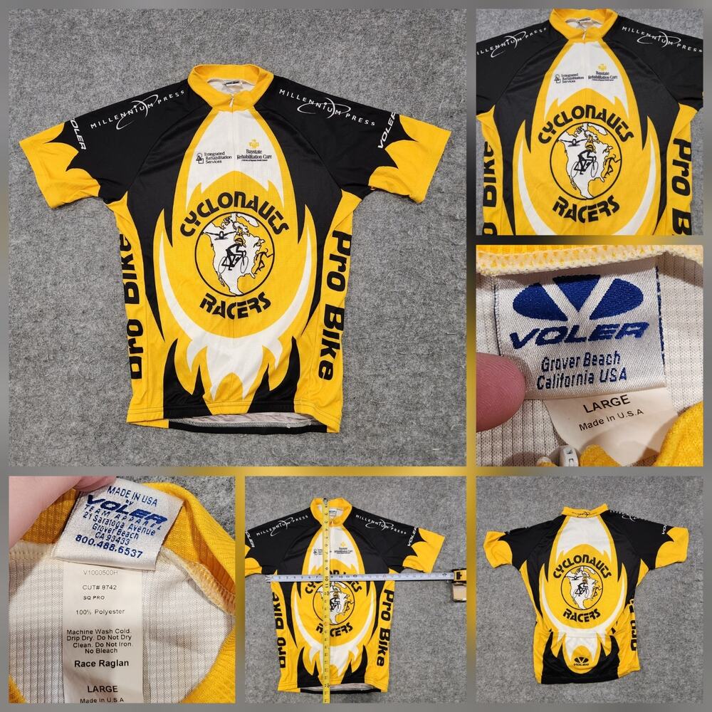 VTG Cyclonauts‎ Racers Cycling Jersey Mens L Large Voler Bike USA Made
